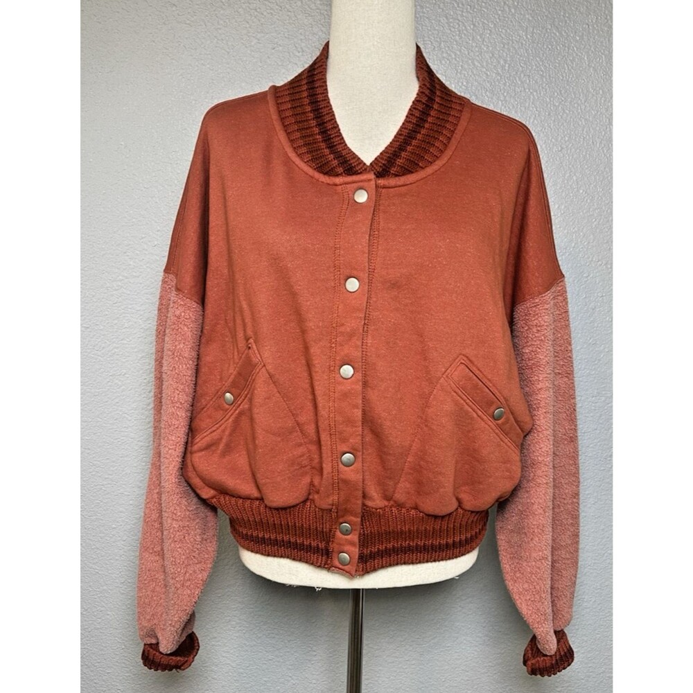 We The Free NWOT womens collegiate jacket sz M snap closure clay classic school